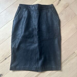 Vintage Black Leather Pencil Skirt
